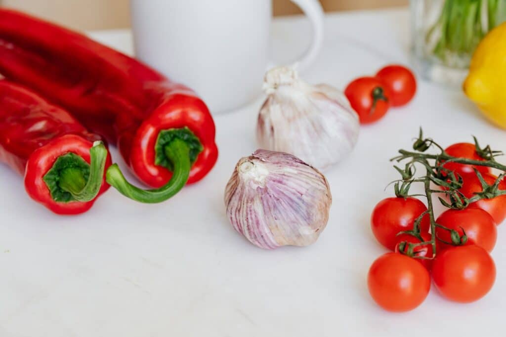 Garlic, cherry tomatoes, and chili peppers all feature in today's recipes